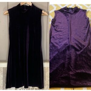 VINTAGE 90s RONNI NICOLE velvety purple sleeveless dress with mock turtleneck  S